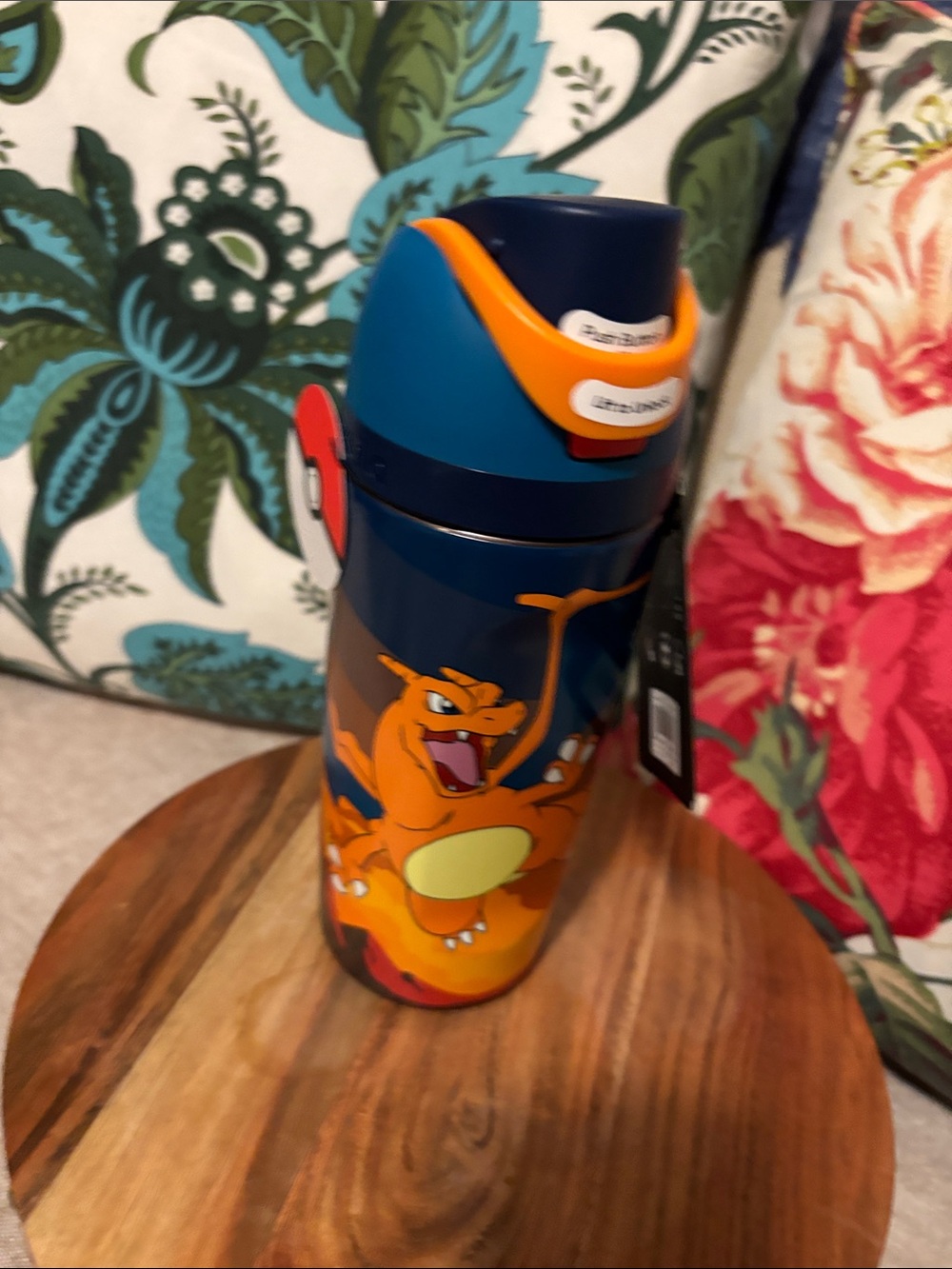 Pokeman owala Kids Navy Blue & Orange Charizard-Themed Kids Water Bottle